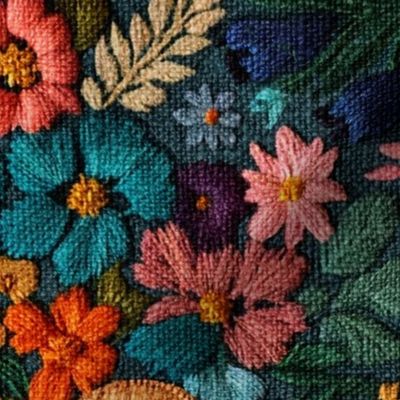 Floral Kaleidescope Embroidery Rotated - XL Scale
