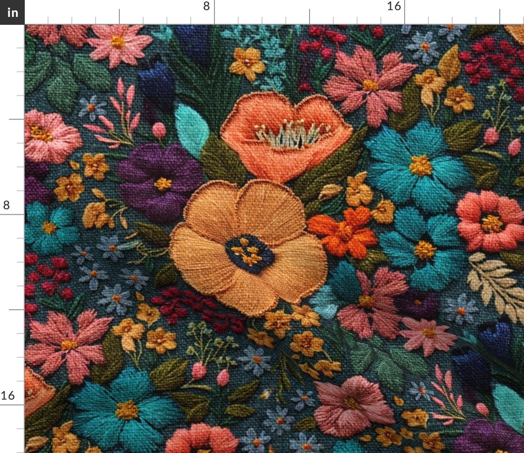 Floral Kaleidescope Embroidery - XL Scale