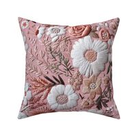 Pink and White Floral Embroidery Rotated - XL Scale