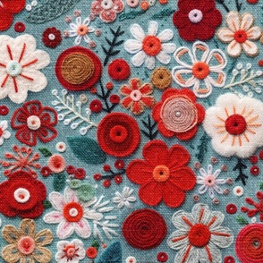 Festive Floral Felt Embroidery - XL Scale