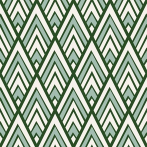 Bold Geometric Peaks - Forest and Sage - Large Scale