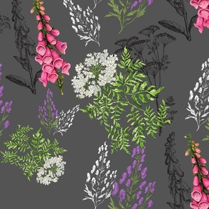 Poison Flowers Slate Grey Background