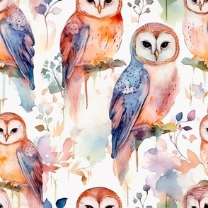 watercolor spotted owls