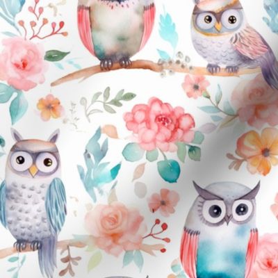 cute watercolor owls