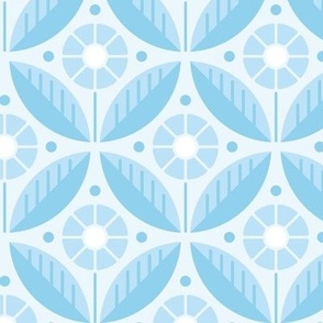 Geometric Circle Flowers Pastel Blue