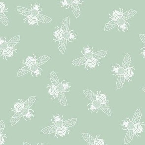 More Ditsy Bees PaleGreen // large