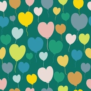 Small - Heart Balloons on Green