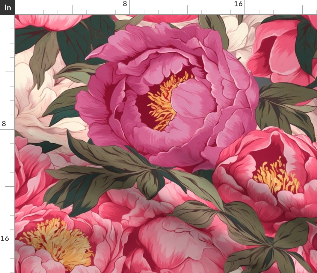 large pink and white peonies, brighter