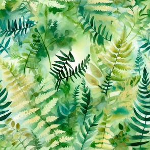 ferns print, watercolor 