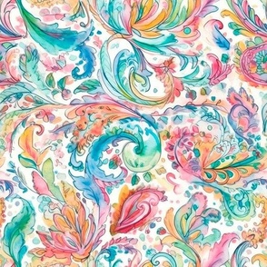 watercolor paisley, soft flowy