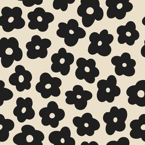 Black flowers -  (monochrome magic collection) Cute simple black flowers on a cream background.