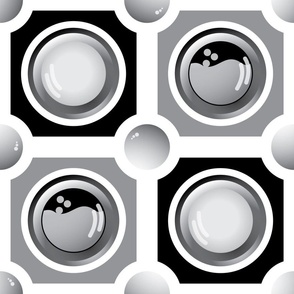 Laundry Washers Dryers Wallpaper Basic Black and White—laundry room, rinse, wash, repeat, dry, spin, cycle, soap, detergent, laundromat, clean, GRAY, 03b, 2400