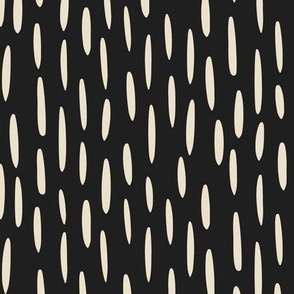 Long dashes (monochrome magic collection) - long cream dashes on a black background, this design accompanies the black cats design and some others from this collection.