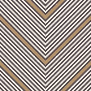 Bold Chevron Stripe | Creamy White, Lion Gold, Purple-Brown-Gray | Geometric