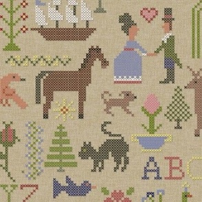 Cross Stitch Sampler  - Large