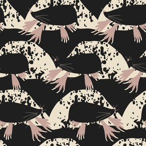 Many moles (monochrome magic) - lots of lovely moles digging underground  in this design in black, cream and dusky pink.
