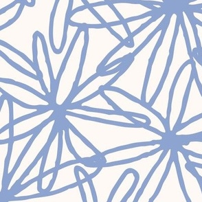 Floral Net / extra big scale / blue beige playful abstract modern decorative floral pattern design 