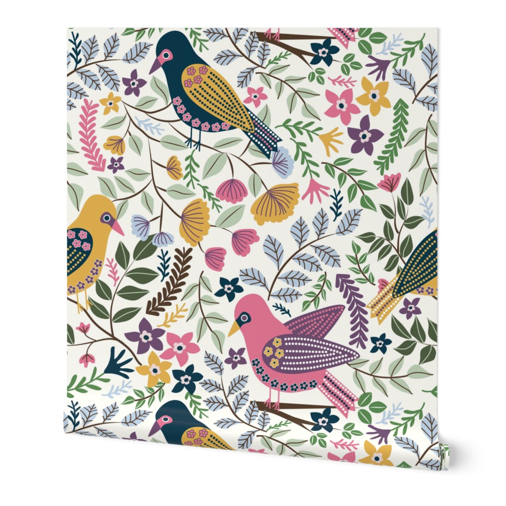Indigo Bunting Birds in Magical Meadows - Large Scale
