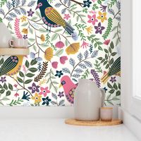 Indigo Bunting Birds in Magical Meadows - Large Scale