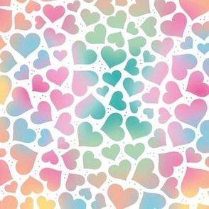 Gradient rainbow hearts - tossed heart design love pattern inclusive colors