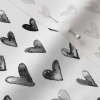 Small / Watercolor Hearts in Black and White