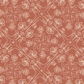 Brown and White Line Floral