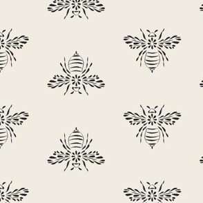 Bees |  Raisin Black on Creamy White  | Doodle Bugs