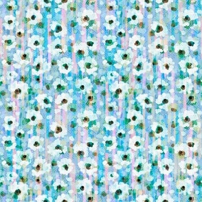  Baby's Breath Ditsy Floral - Petite Whisper - Miniature Dollhouse Wallpaper - Blue  rainbow