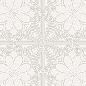 Block print floral tile - cream & beige