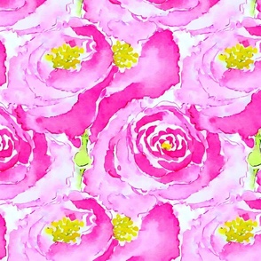 Large scale preppy pink watercolor roses