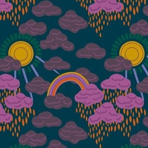 Rainbow skies 6" (the world above) - the sun and rain brings a rainbow from behind the clouds in the dark moody weather inspired design.