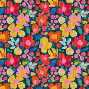 Mid Century Modern Bold Colorful Flowers - Medium Scale 