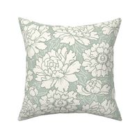 Peony Bloom Light Teal Natural White 