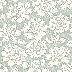 Peony Bloom Light Teal Natural White 