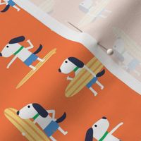 Summer Surfing Dogs - Cute dog beach - orange - LAD23