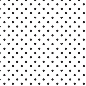 Polka Dots With the Occasional Heart White and Black- Small Print