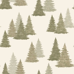 Pine Trees on Cream