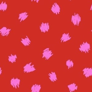 Prehistoric Dots in Red + Pink