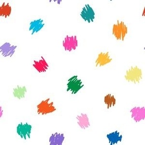 Prehistoric Dots in White + Rainbow Brights