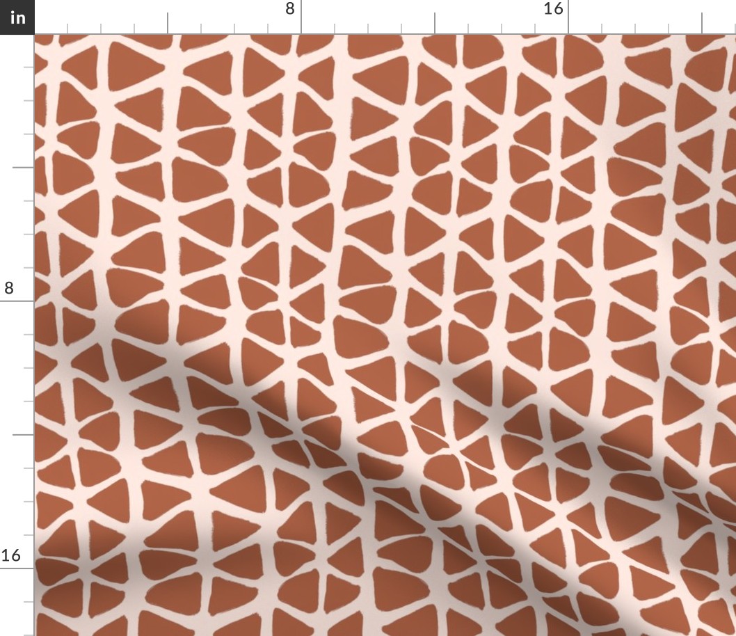 Terracotta Orange Minimal Boho Modern Triangles Pattern Print