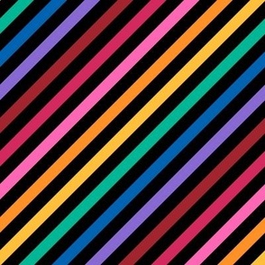 Diagonal Tropical Candy Stripes in Black