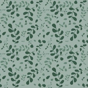 Eucalyptus Leaves Sage Green Pattern Print