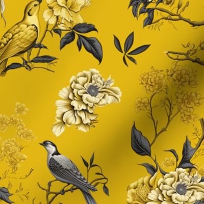 Large Scale, Yellow Bird Chinoiserie
