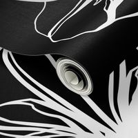 Bold Abstract Black and White Floral Design Line Art