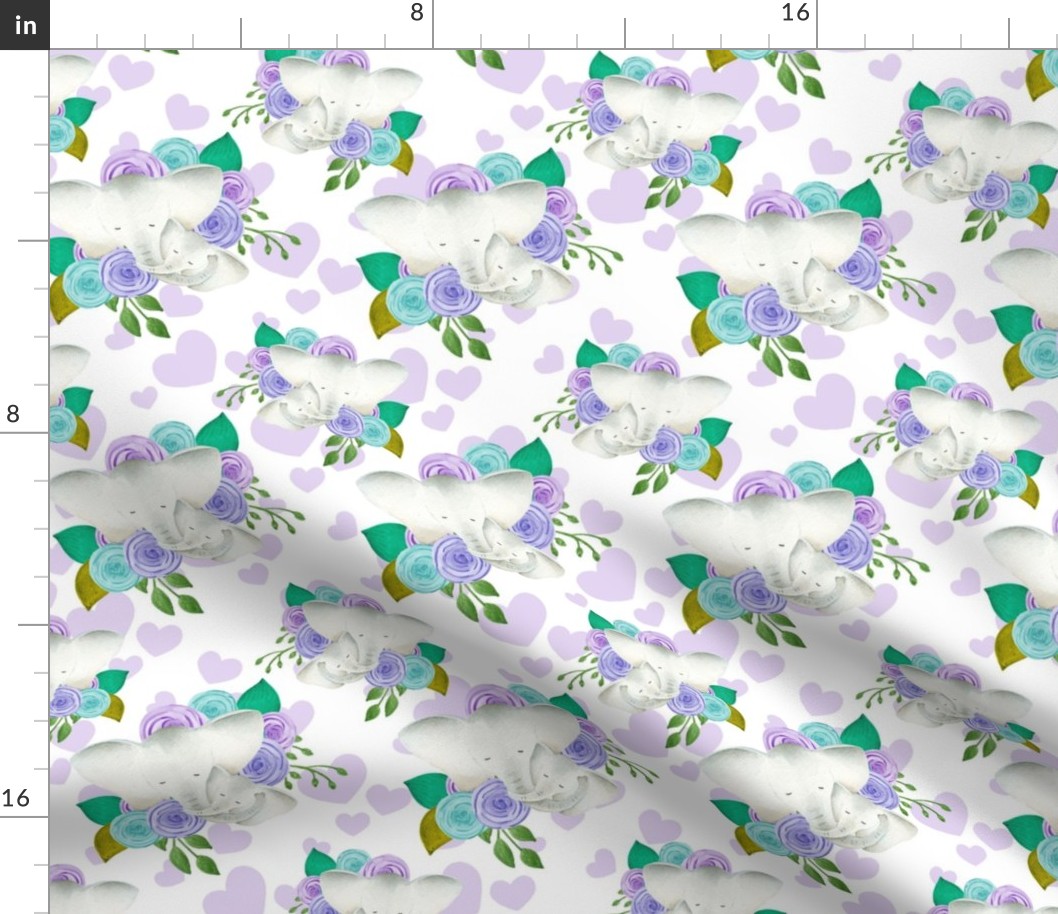 Elephant Lilac Love heart 