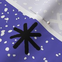 Hand Drawn Starry Sky with White and Black Stars on Purple