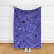 Hand Drawn Starry Sky with White and Black Stars on Purple