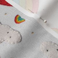 Embroidered Rainbows and Clouds White BG Rotated - Large Scale