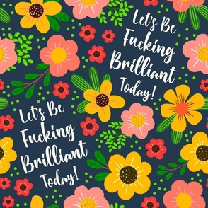 Large Scale Let's Be Fucking Brilliant Today Motivational Sweary Adult Humor on Navy