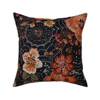 Spiderweb Halloween Floral Embroidery Rotated - XL Scale